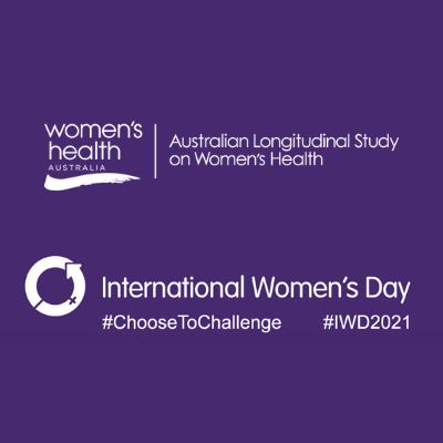 International Women's Day logo with ALSWH logo on purple background