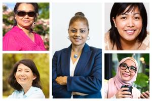 five women with diverse ethnicity